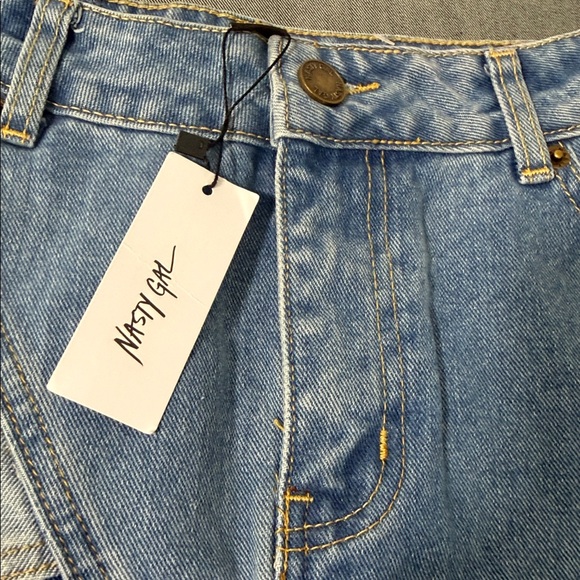 Nasty Gal Denim Patchwork Split Front Maxi Skirt Women’s Size 6 Blue NWT - Picture 9 of 10